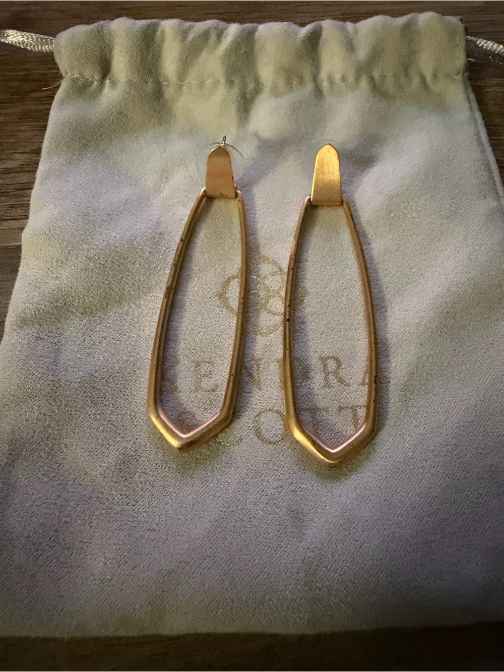 Kendra Scott Rose Gold Open Geometric Drop Earrings - Picture 6 of 6